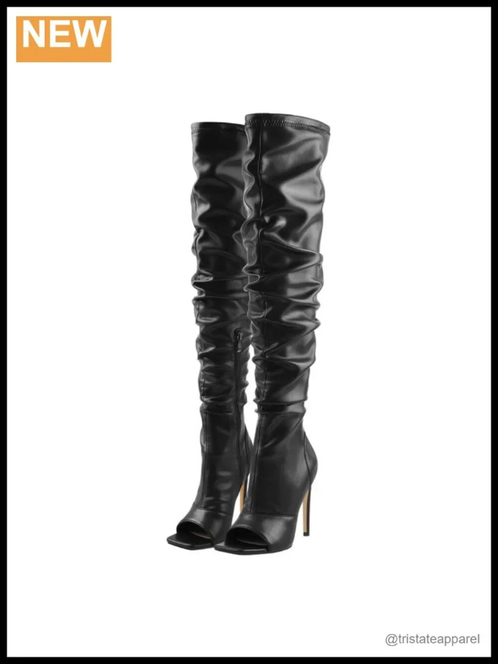 Stiletto Heel Over Knee Boots 24in Shaft Rhinestone Lace Up Pointed Toe